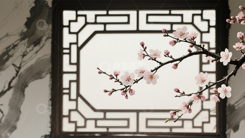 高清大图下载【趣麦麦图】-窗前景花古典雅致东方