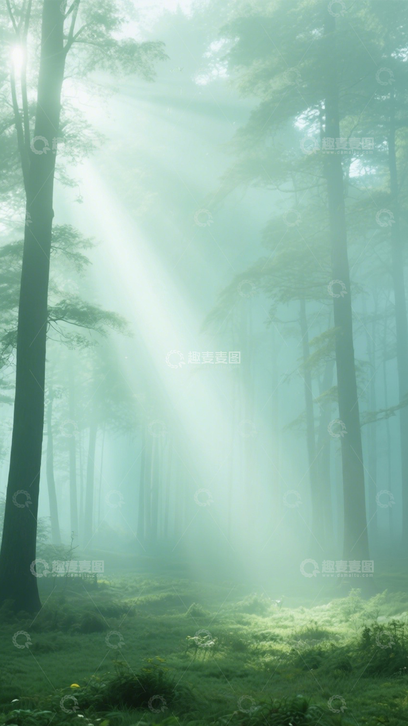 高清大图下载【趣麦麦图】林间雾霭清新治愈诗意