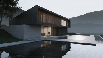 几何切割造型别墅效果图08