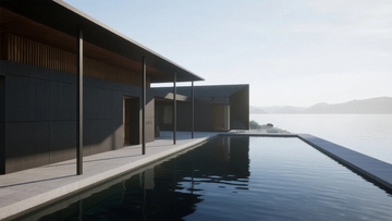 几何切割造型别墅效果图03