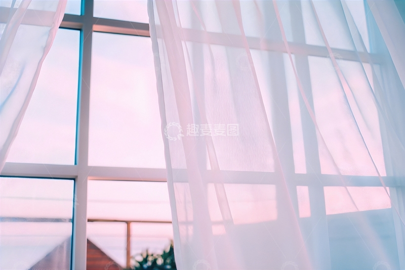高清大图下载【趣麦麦图】粉蓝窗景柔纱特写