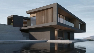 几何切割造型别墅效果图04