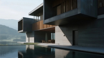 几何切割造型别墅效果图05