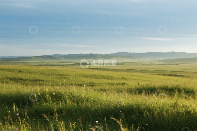 高清大图下载【趣麦麦图】美丽蓝天白云大草原