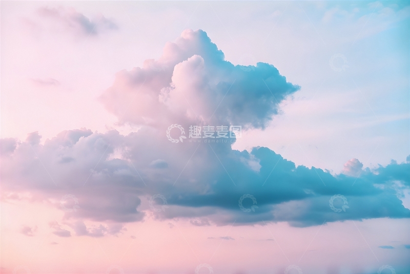 高清大图下载【趣麦麦图】粉蓝天际云朵特写