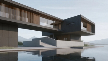 几何切割造型别墅效果图01