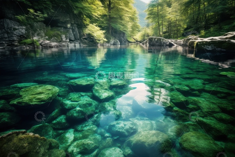 高清大图下载【趣麦麦图】山涧里清澈的河水