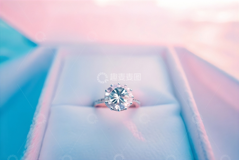 高清大图下载【趣麦麦图】粉蓝调钻戒特写