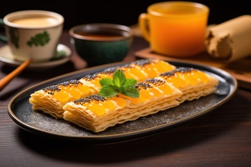 一盘金黄色的糕点