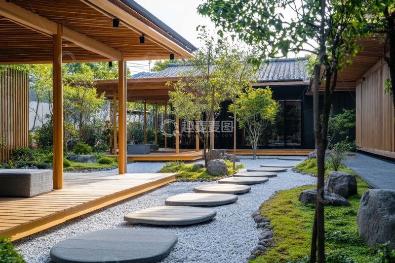 高清大图下载【趣麦麦图】中式极简园林凉亭建筑