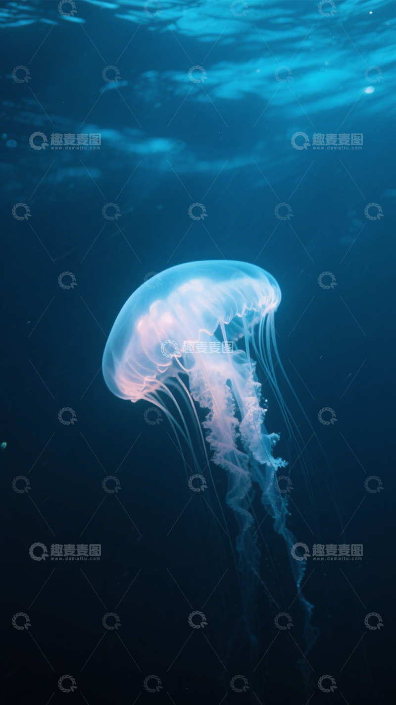 高清大图下载【趣麦麦图】深海水母蓝光神秘海洋1