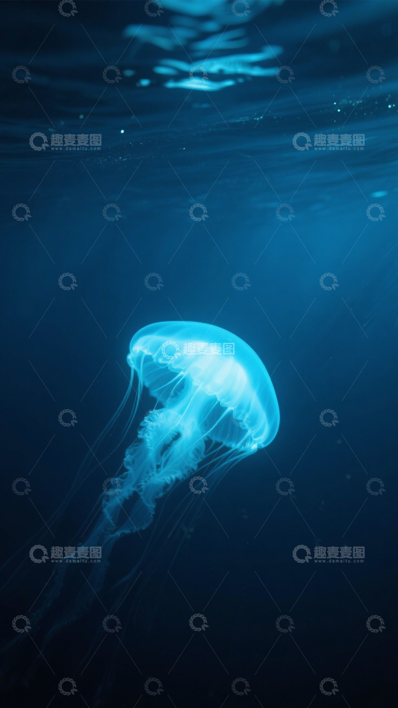 高清大图下载【趣麦麦图】深海水母蓝光神秘海洋3