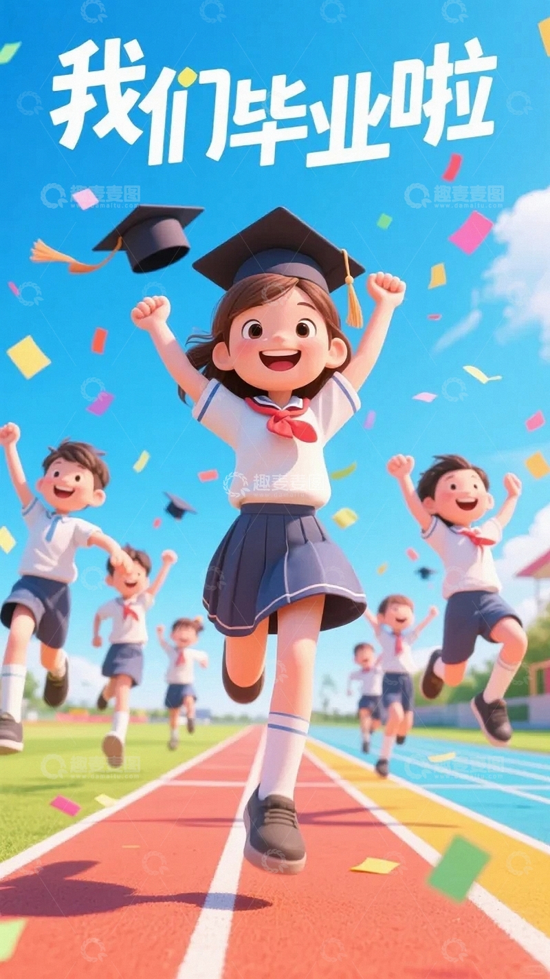 高清大图下载【趣麦麦图】毕业季海报背景01