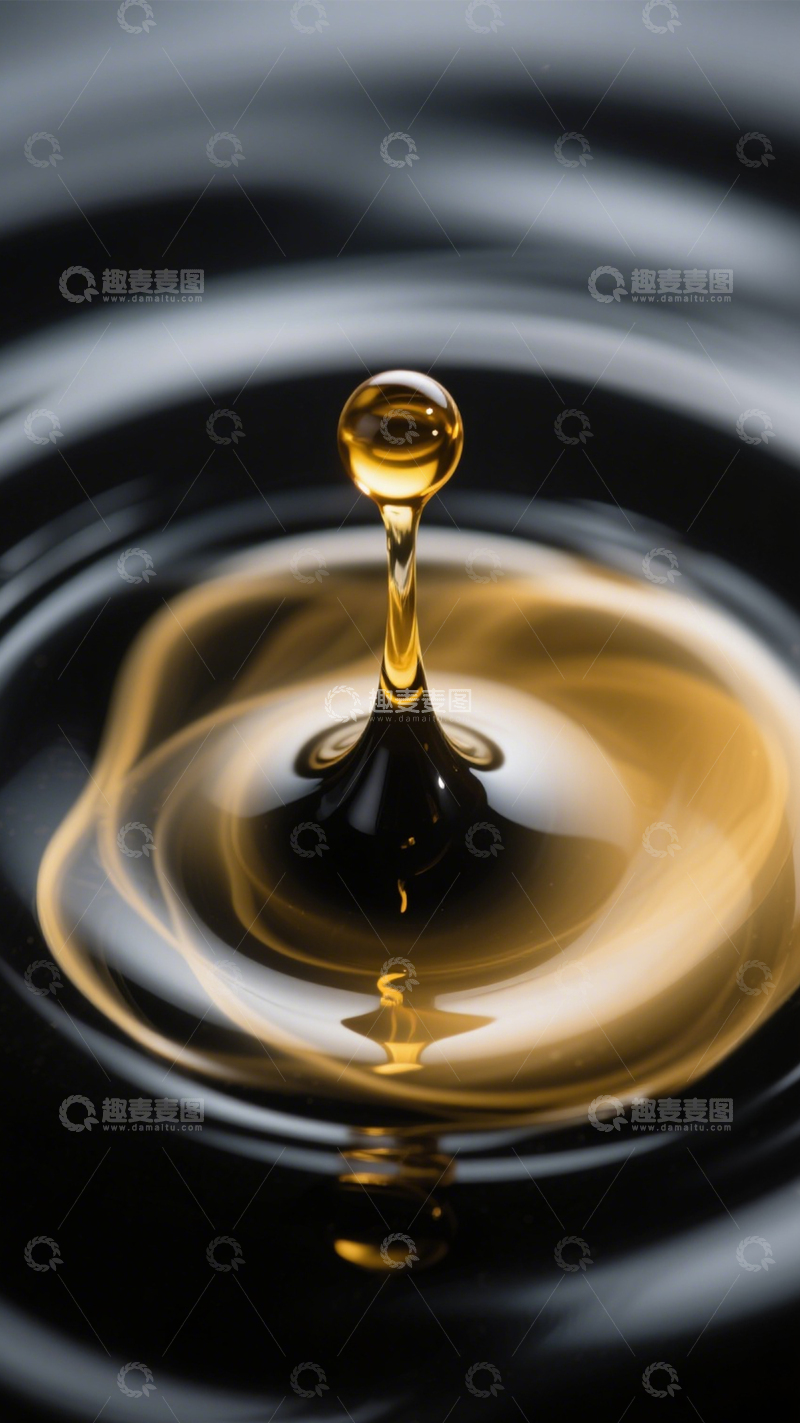 高清大图下载【趣麦麦图】金色水滴涟漪质感流动3
