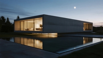 现代别墅夜景效果图04