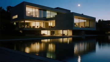 现代别墅夜景效果图05