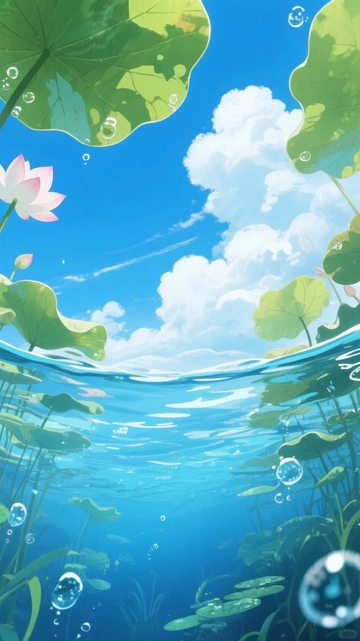 夏至荷塘清凉背景03