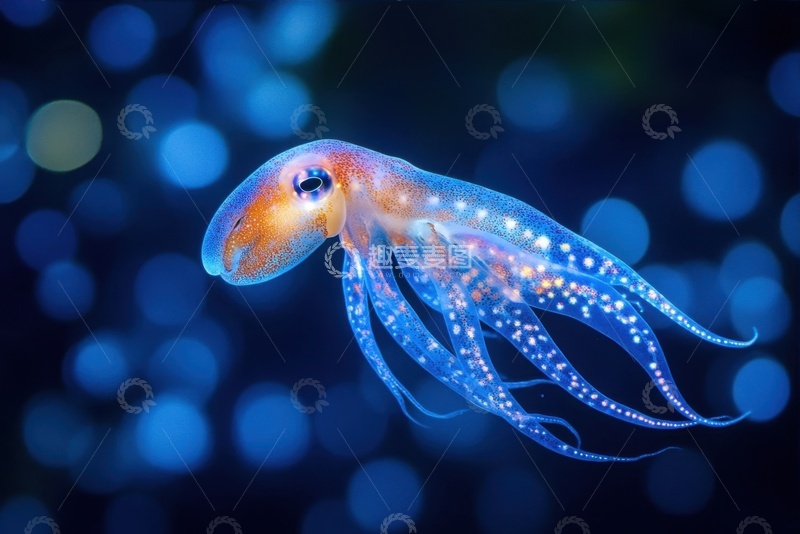 高清大图下载【趣麦麦图】海里的小鱿鱼