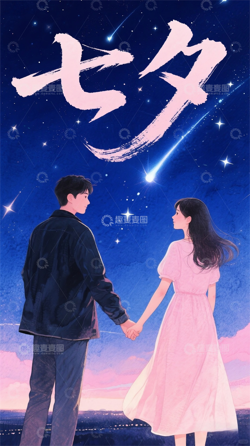 高清大图下载【趣麦麦图】七夕电商情侣爱情海报背景壁纸素材21