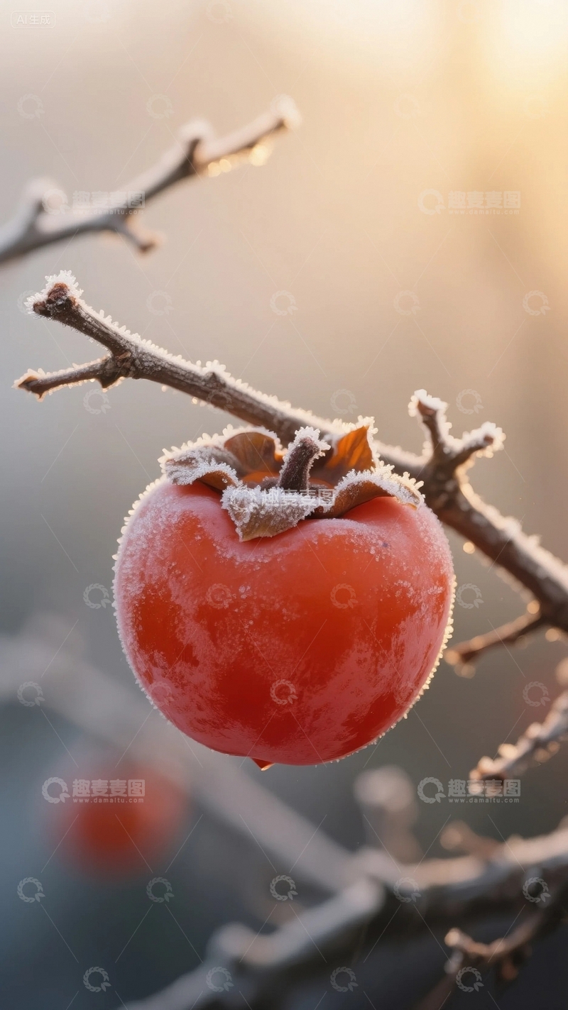高清大图下载【趣麦麦图】霜降枝头的柿子05