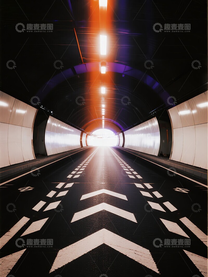 高清大图下载【趣麦麦图】隧道内高速行驶的视觉效果