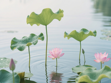盛开的粉色荷花