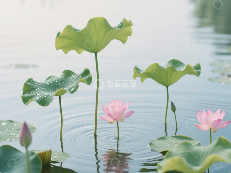 高清大图下载【趣麦麦图】盛开的粉色荷花