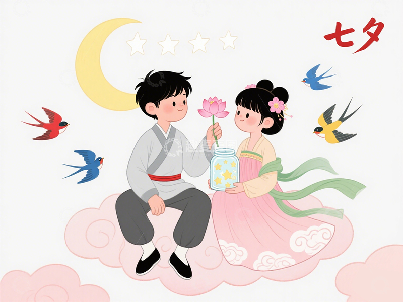 源文件下载【趣麦麦图】七夕古风卡通人物形象