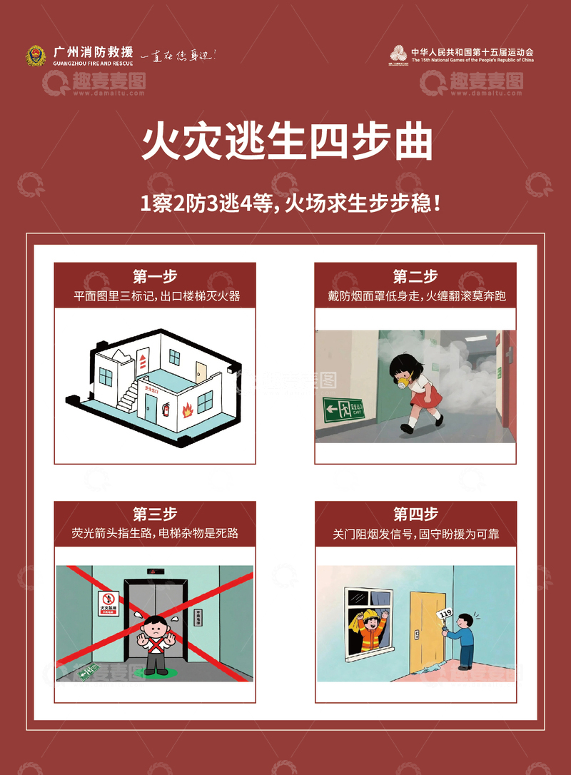 酒店消防插画宣传单