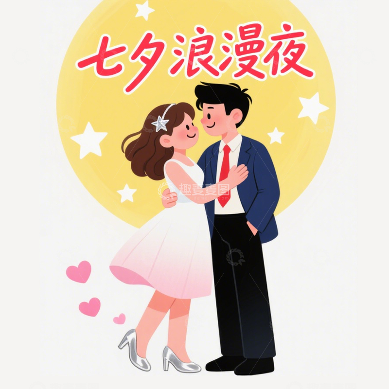 源文件下载【趣麦麦图】七夕情人节卡通人物插画