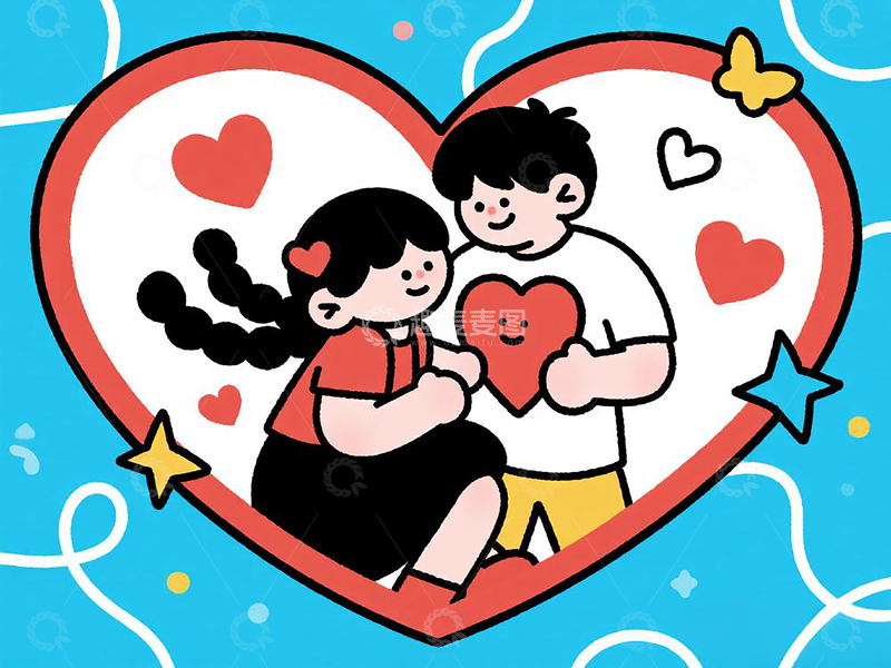 源文件下载【趣麦麦图】七夕卡通人物插画