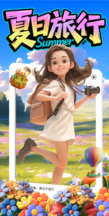 毕业旅游3D海报