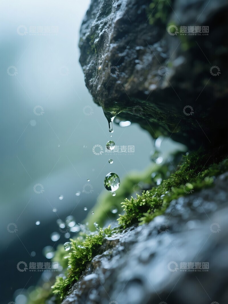 高清大图下载【趣麦麦图】水滴从岩石上缓缓滴落