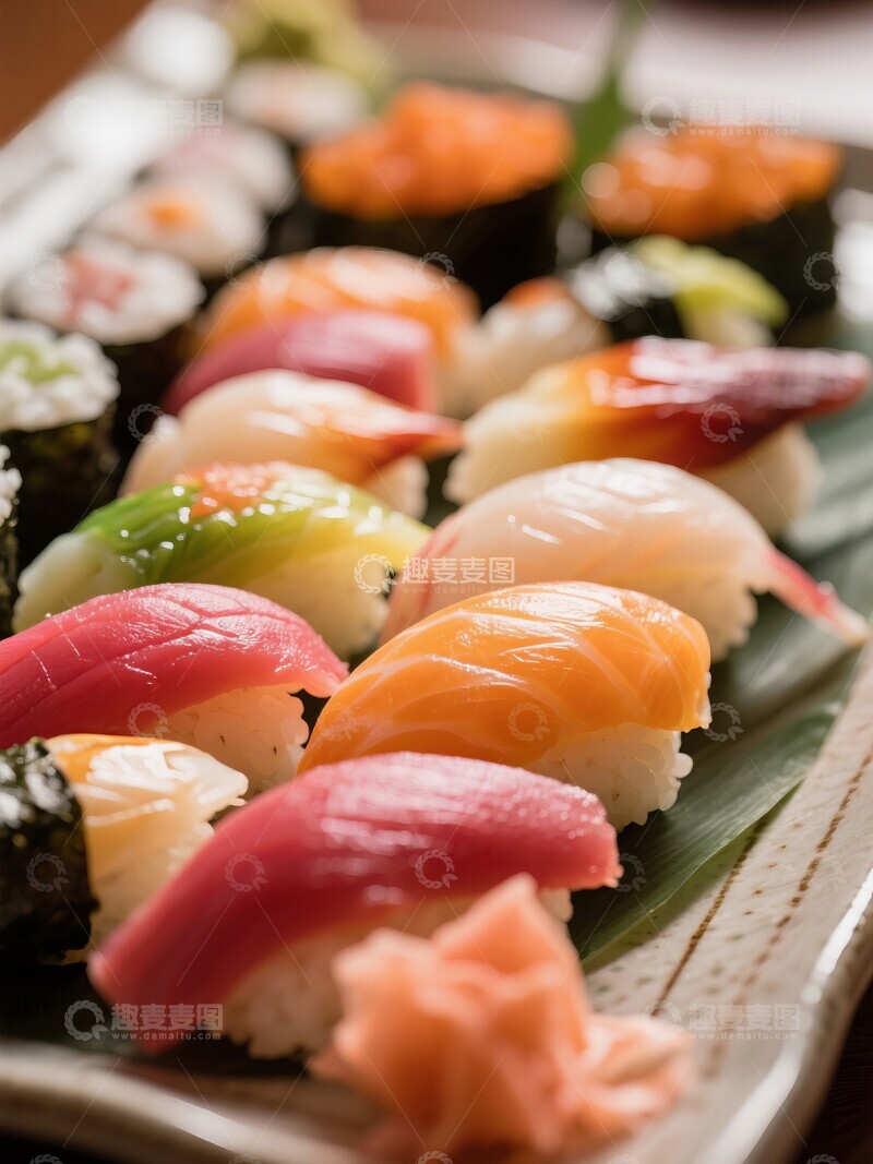 高清大图下载【趣麦麦图】精致日料寿司拼盘色彩丰富