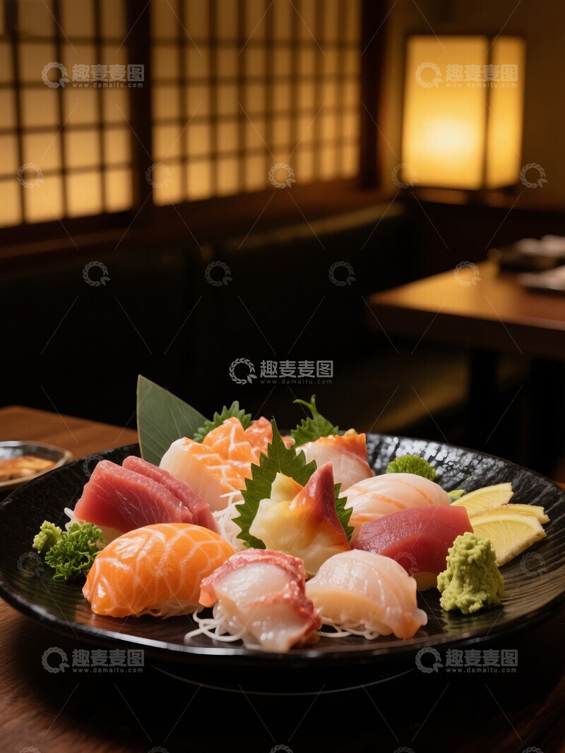 高清大图下载【趣麦麦图】传统日式刺身拼盘冰镇新鲜海鲜