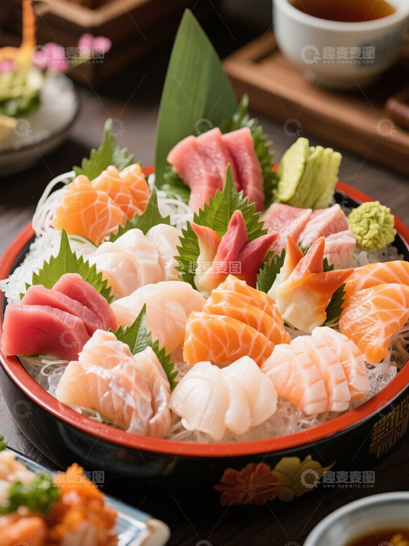 高清大图下载【趣麦麦图】精致日料刺身拼盘冰镇新鲜海鲜