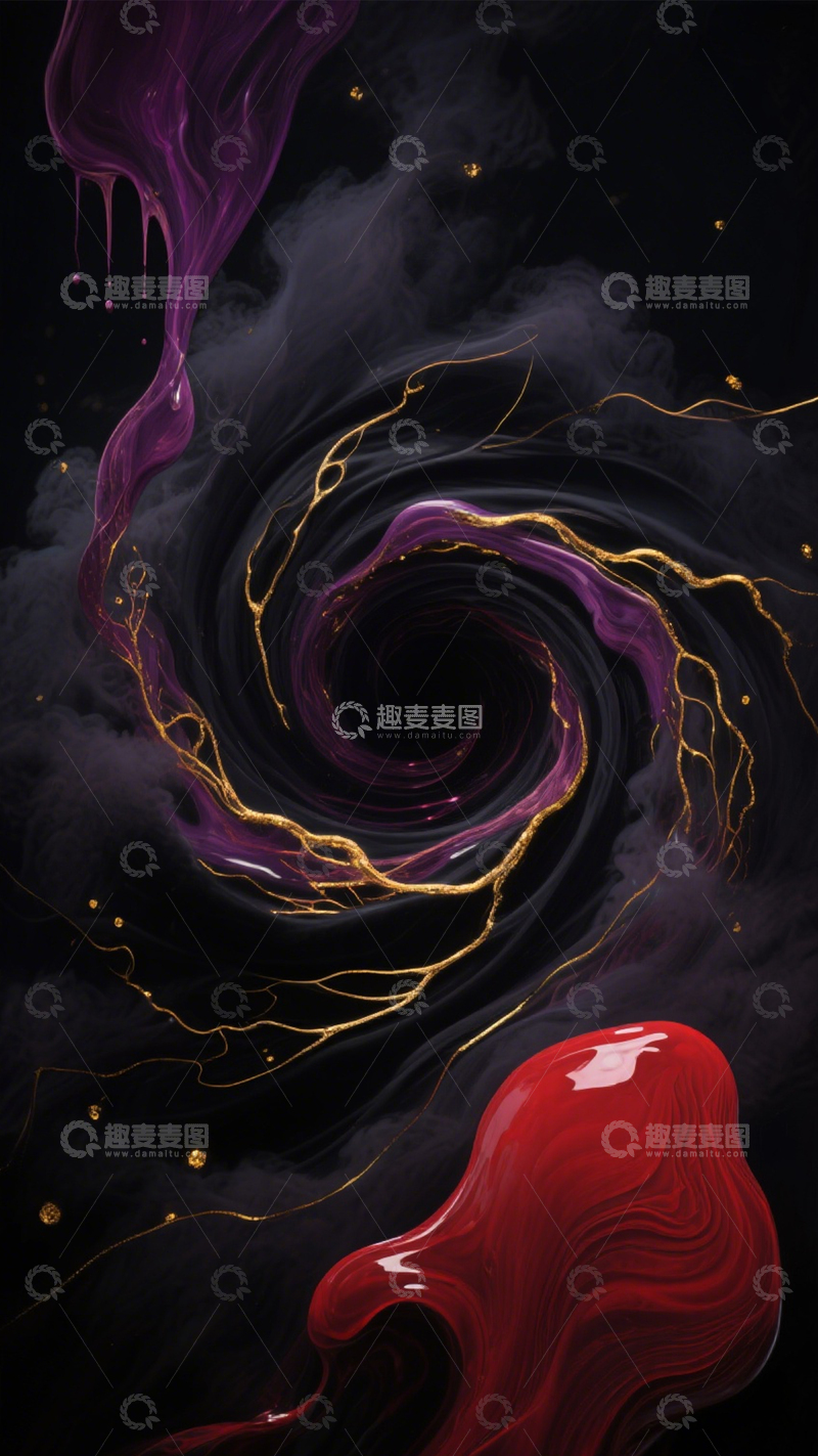 高清大图下载【趣麦麦图】黑金漩涡神秘艺术流动1