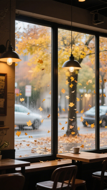 窗景秋意咖啡馆静谧氛围1
