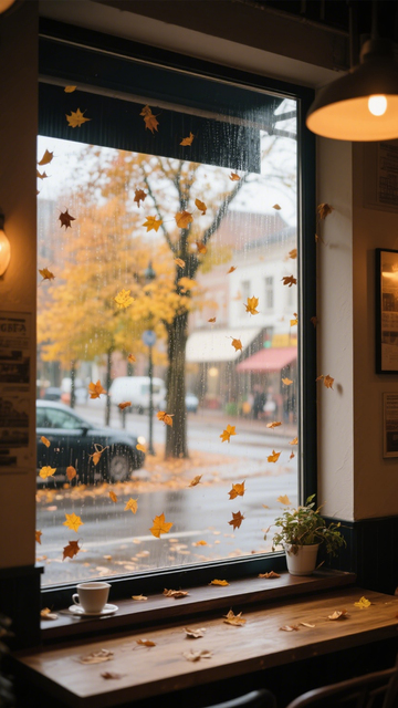 窗景秋意咖啡馆静谧氛围2