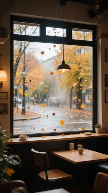 窗景秋意咖啡馆静谧氛围3