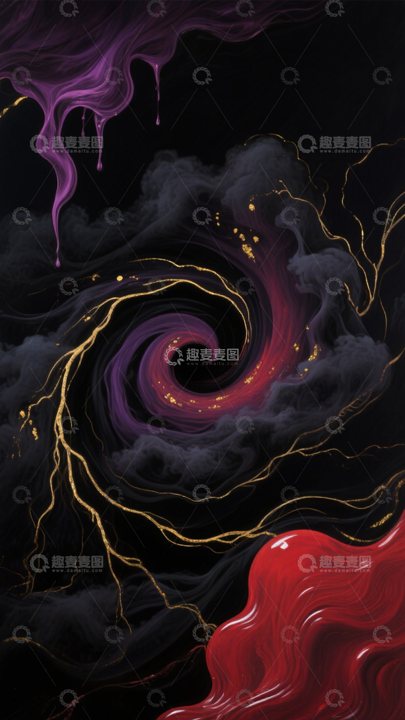高清大图下载【趣麦麦图】黑金漩涡神秘艺术流动3