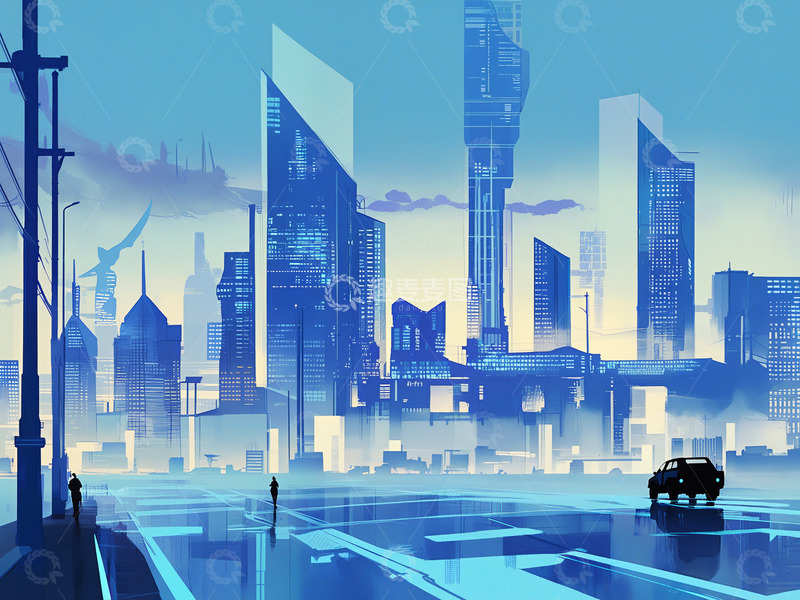 高清大图下载【趣麦麦图】线条未来城市