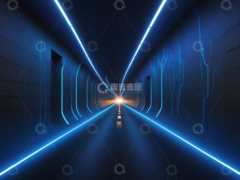 高清大图下载【趣麦麦图】科技线条隧道背景