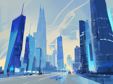 大气光束创意未来城市