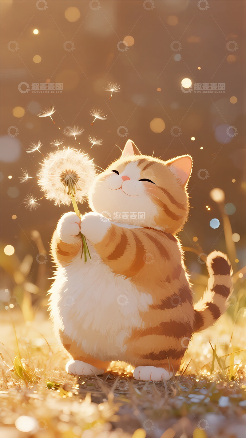 高清大图下载【趣麦麦图】小猫小狗情侣可爱动物桌面壁纸天空蒲公英2