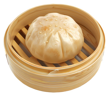 竹篮装馒头高清透明免抠png图片素材