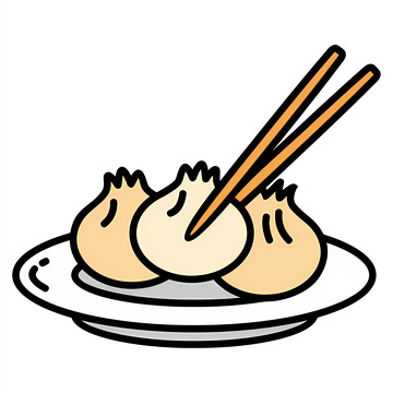 盘中筷子配饺子高清透明免抠png图片素材