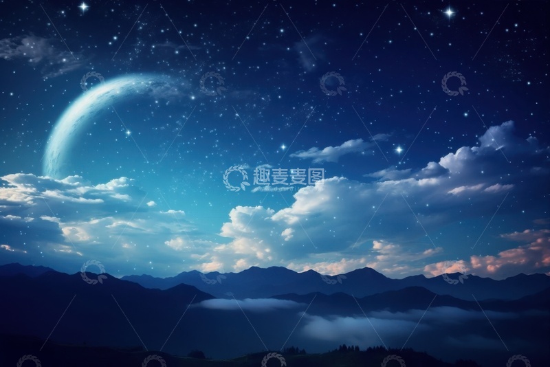 高清大图下载【趣麦麦图】夜晚夜空星辰美景