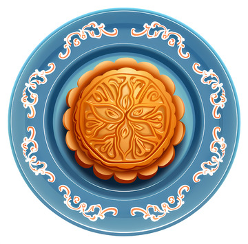 中秋节装饰月饼盘高清透明免抠png素材