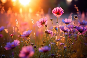 野外盛开的野花花丛